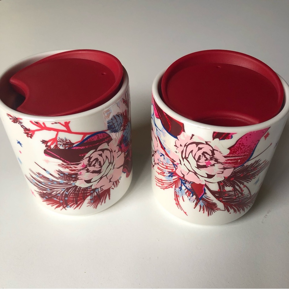 Starbucks Floral Holiday Ceramic Tumbler With Lid